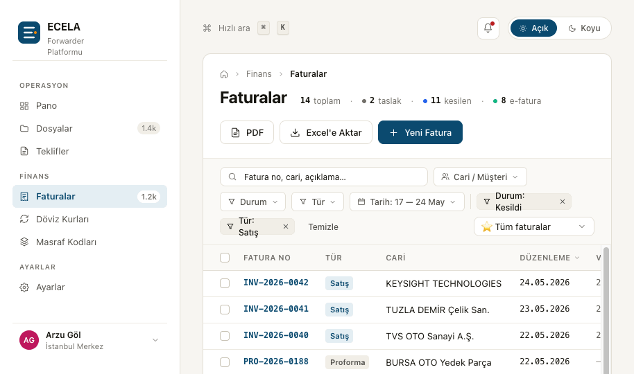 Fatura ekranı